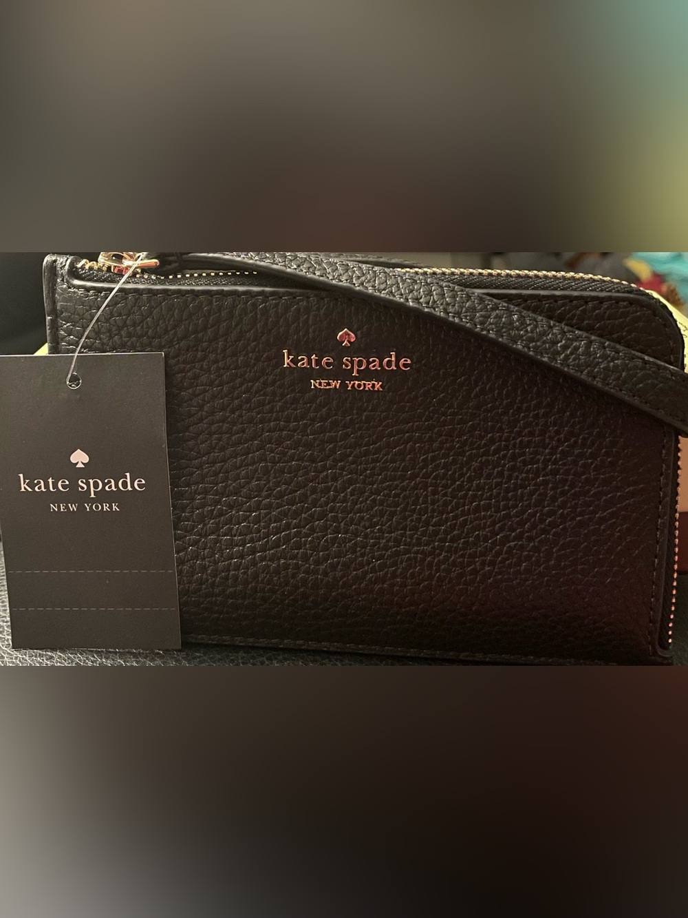 kate spade New York Black Leather Wristlet Wallet